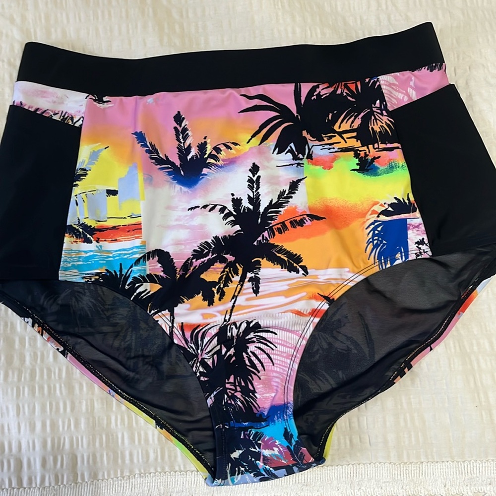 Torrid Multicolor Tropical High-Waist Swim Bottom